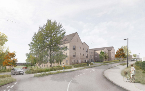 A CGI image of the front of the redeveloped Hearnden Court