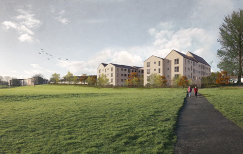 A CGI image of the view of the new Hearnden Court from Croyland Park, Wellingborough