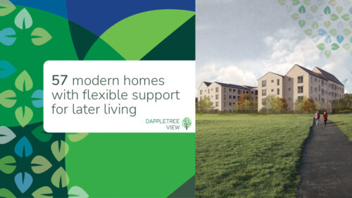 Web banner for Dappletree View which has 57 modern homes with flexible support for later living