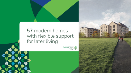 Web banner for Dappletree View which has 57 modern homes with flexible support for later living